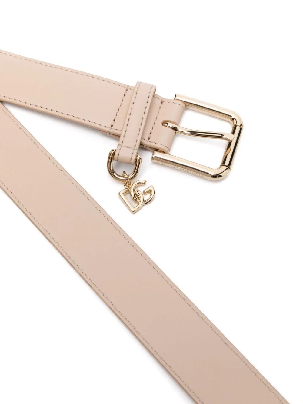 Logo-charm leather belt