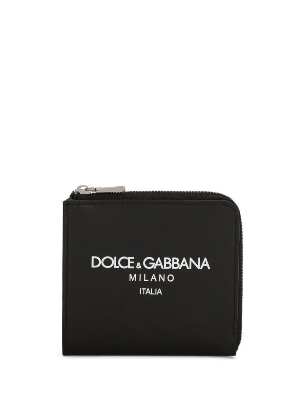 Dolce & Gabbana Black Wallet With Contrsting Print In Smooth Leather Man In Black
