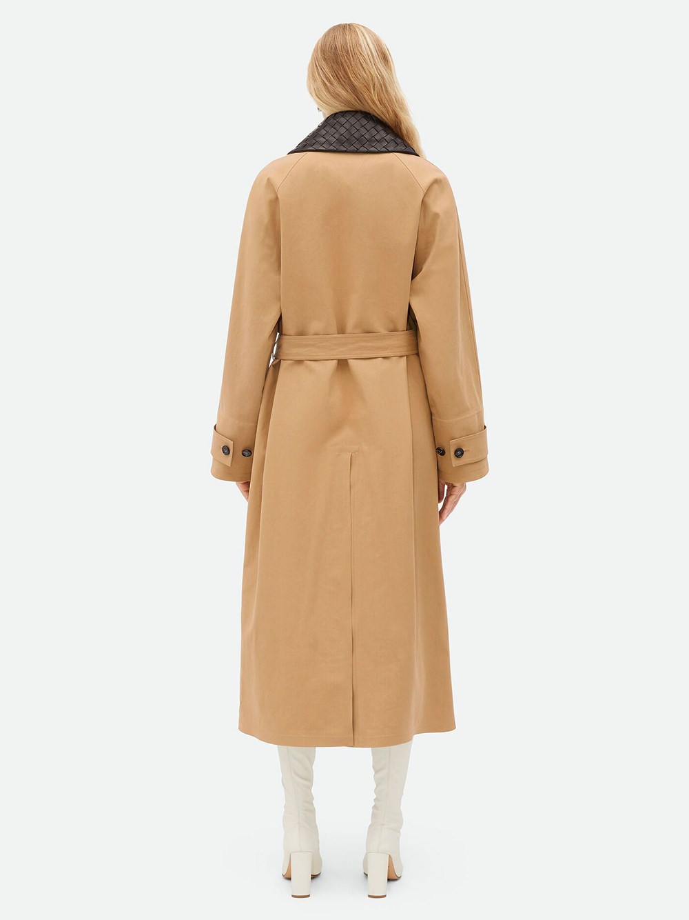 Cotton trench coat with braided collar