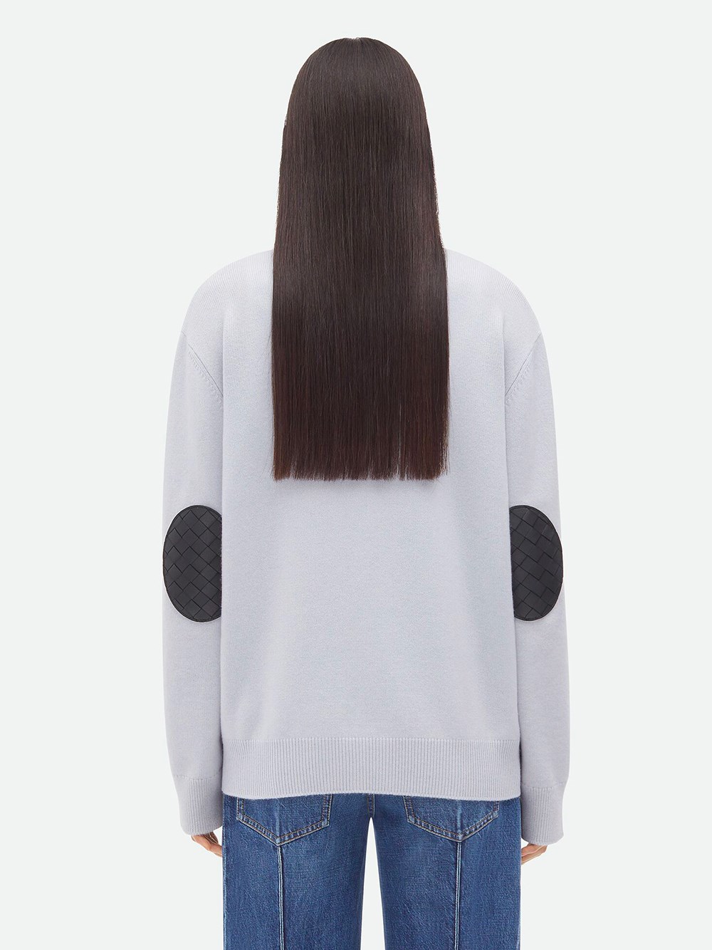 Cashmere cardigan with Intrecciato leather applications