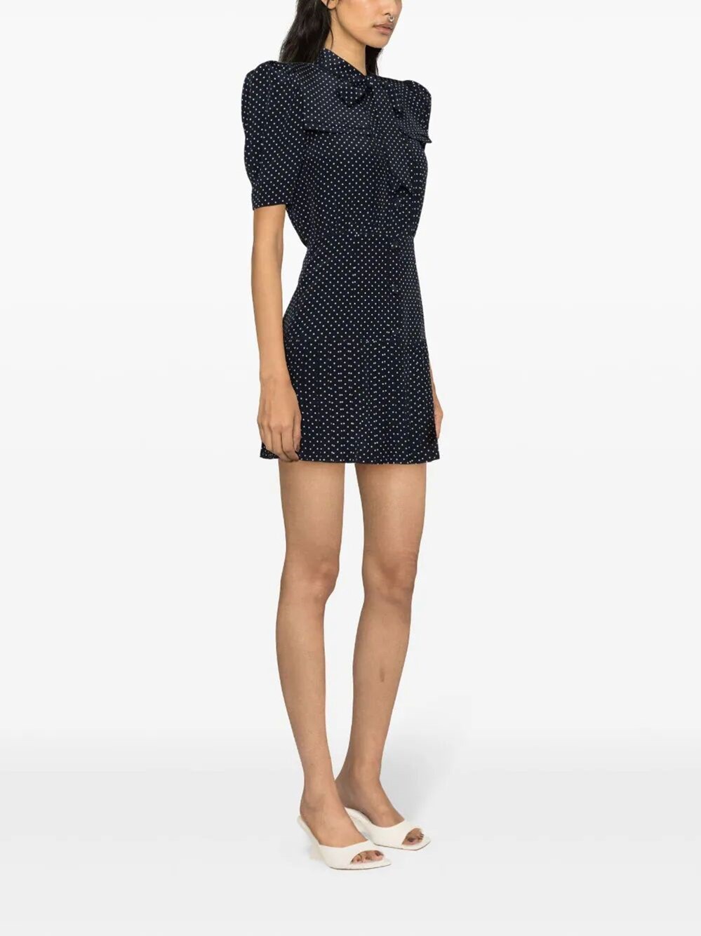 POLKA DOT PLEATED MINI DRESS