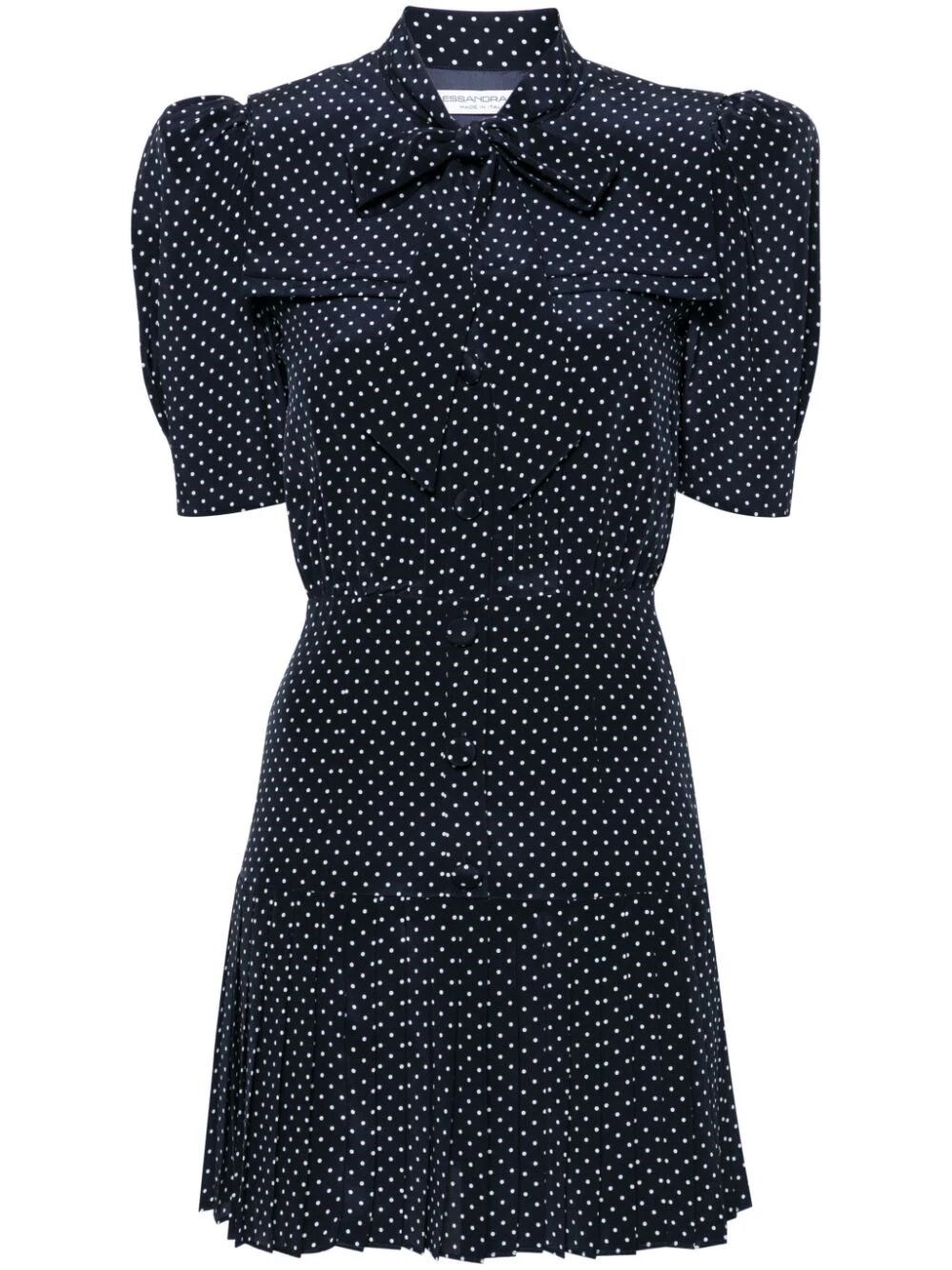 POLKA DOT PLEATED MINI DRESS