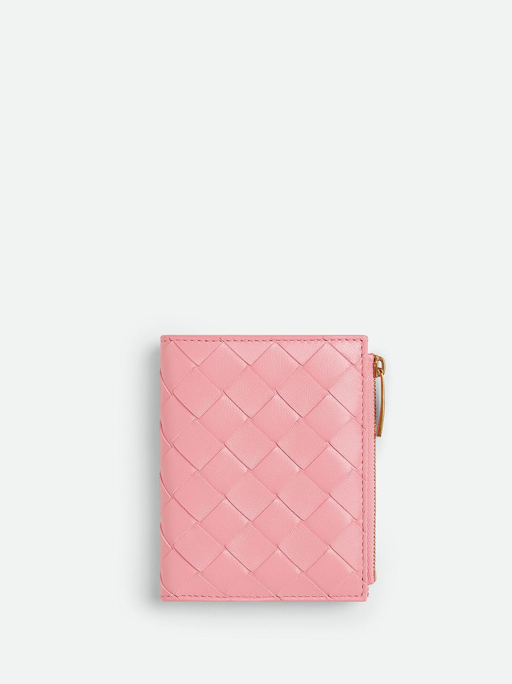 Bottega Veneta Small Bi-fold Intrecciato Wallet With Zip In Pink & Purple