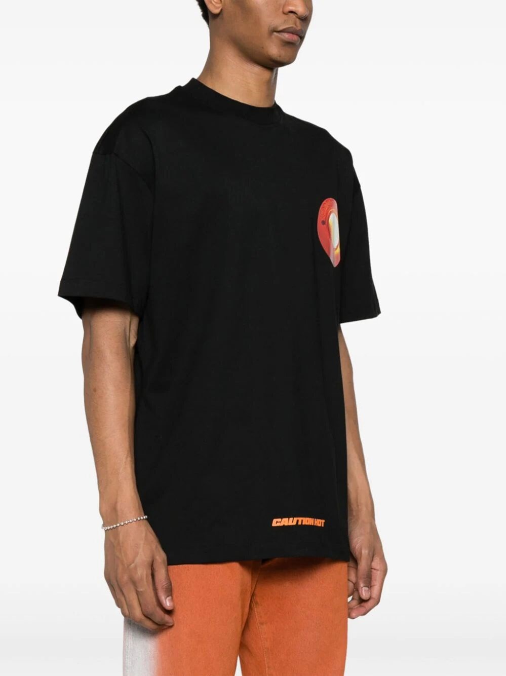 T-SHIRT WITH "CAUTION HOT" GRAPHIC