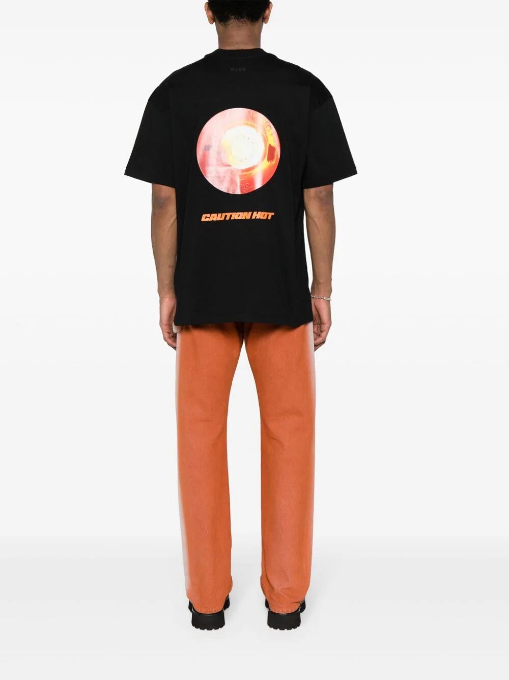 T-SHIRT WITH "CAUTION HOT" GRAPHIC