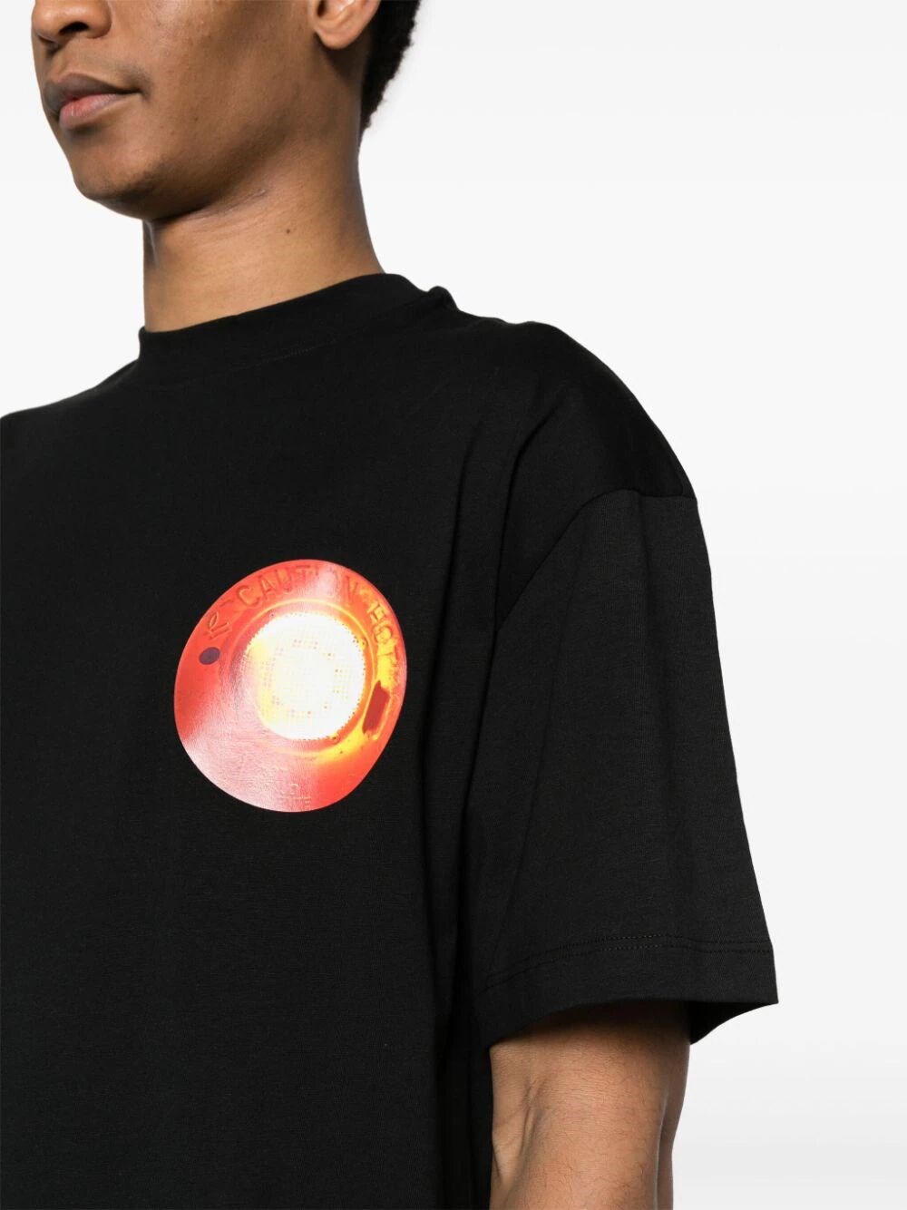 T-SHIRT WITH "CAUTION HOT" GRAPHIC