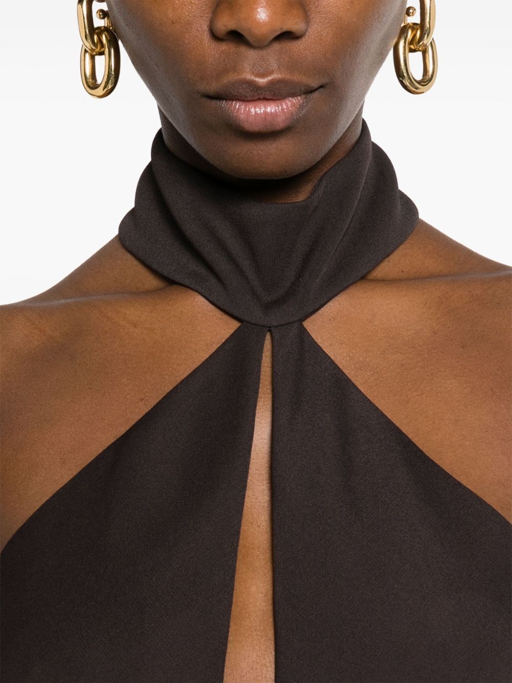 JERSEY HALTERNECK EVENING DRESS