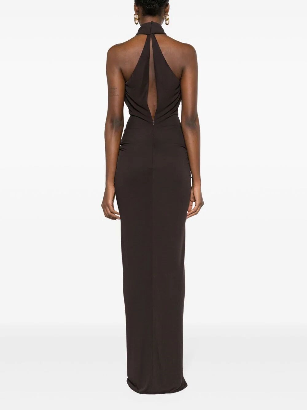 JERSEY HALTERNECK EVENING DRESS