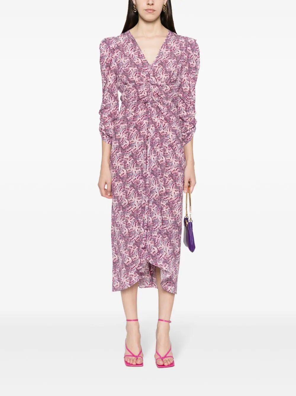 PRINTED SILK MIDI DRESS