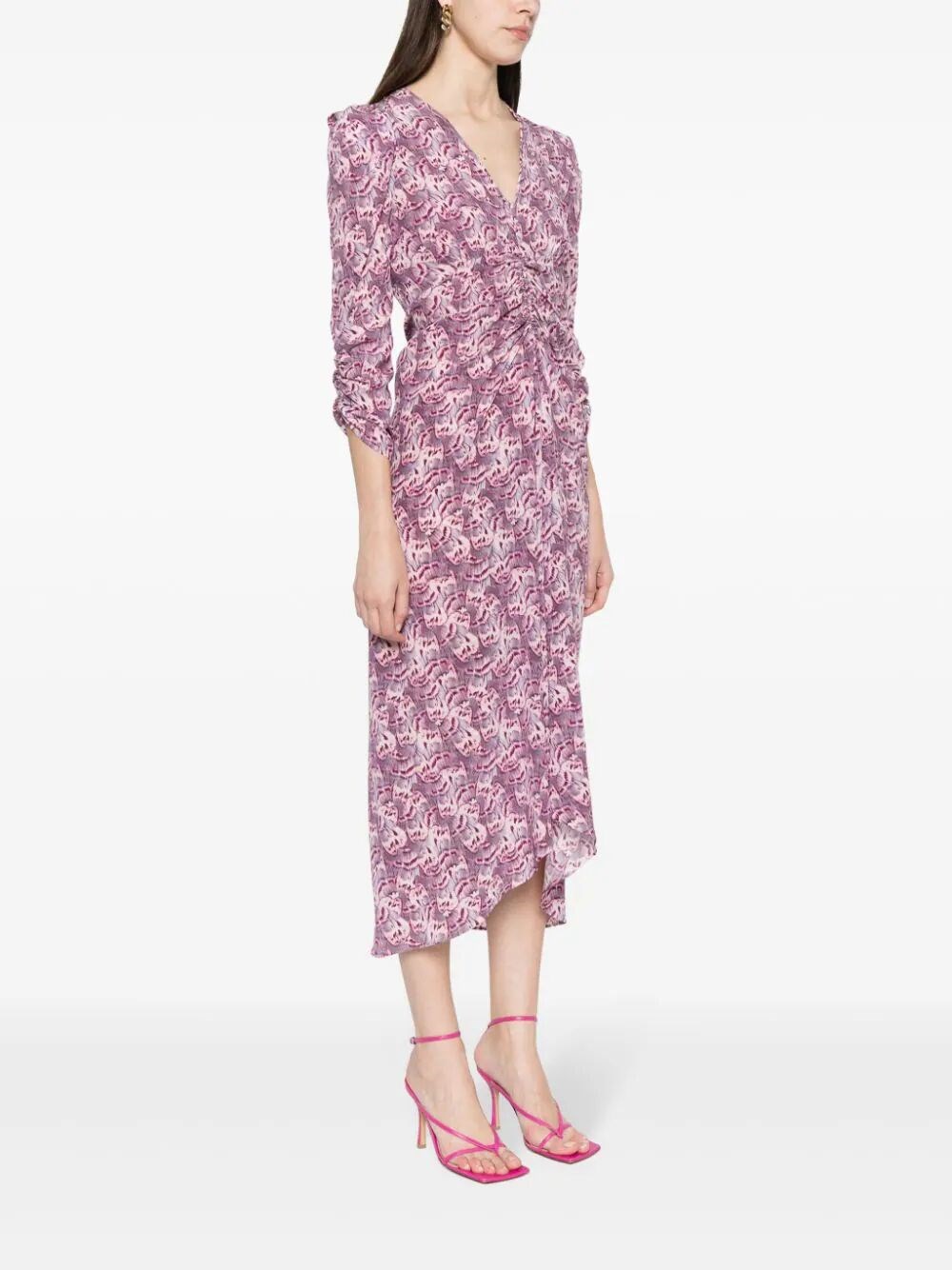 PRINTED SILK MIDI DRESS