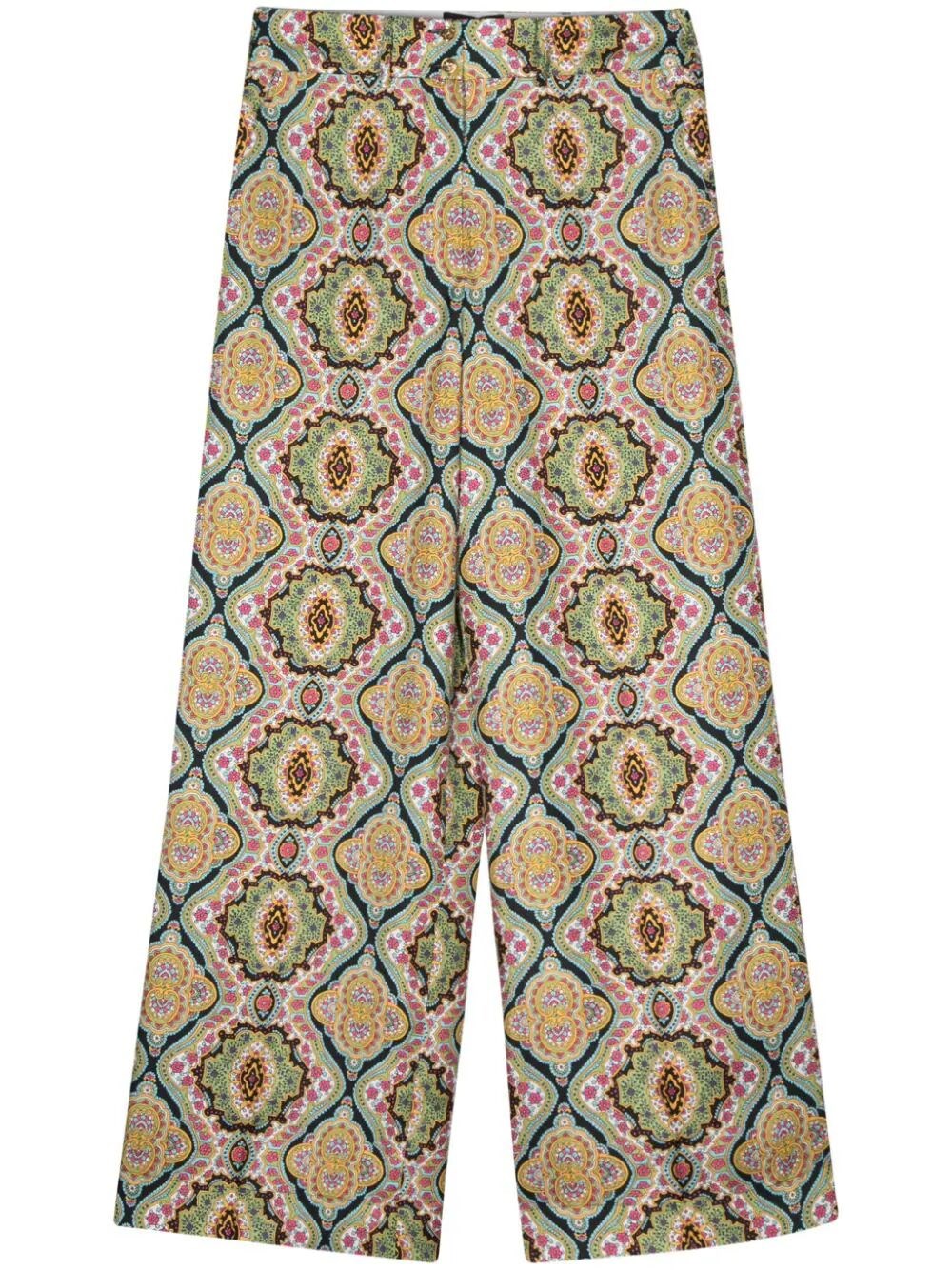 Shop Etro Floral Wide-leg Trousers In Multicolour