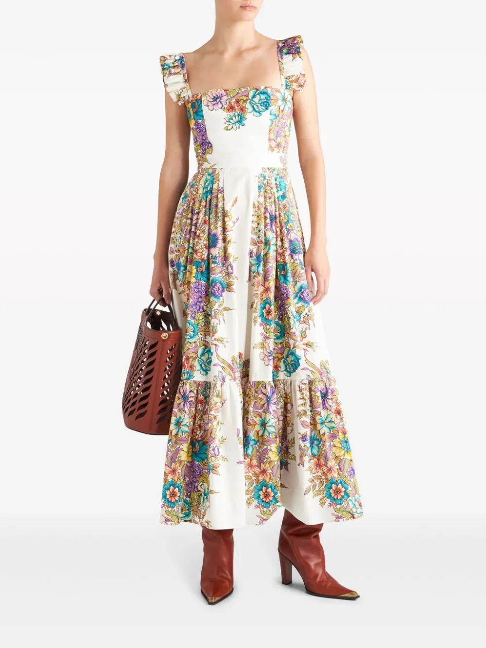 FLORAL-PRINT LONG DRESS