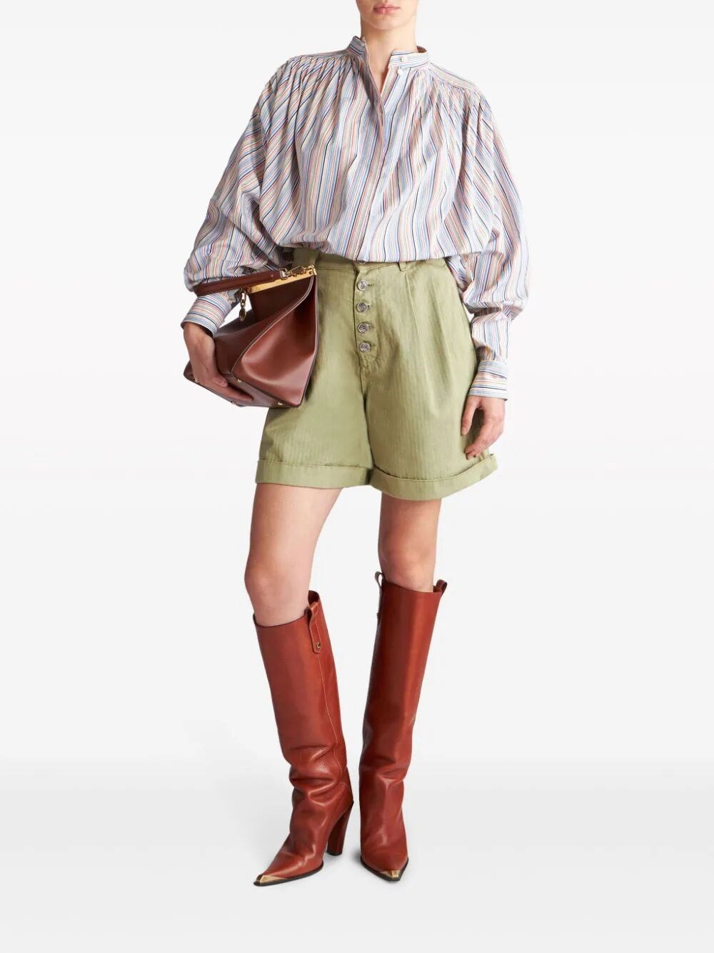 HERRINGBONE-PATTERN BERMUDA SHORTS