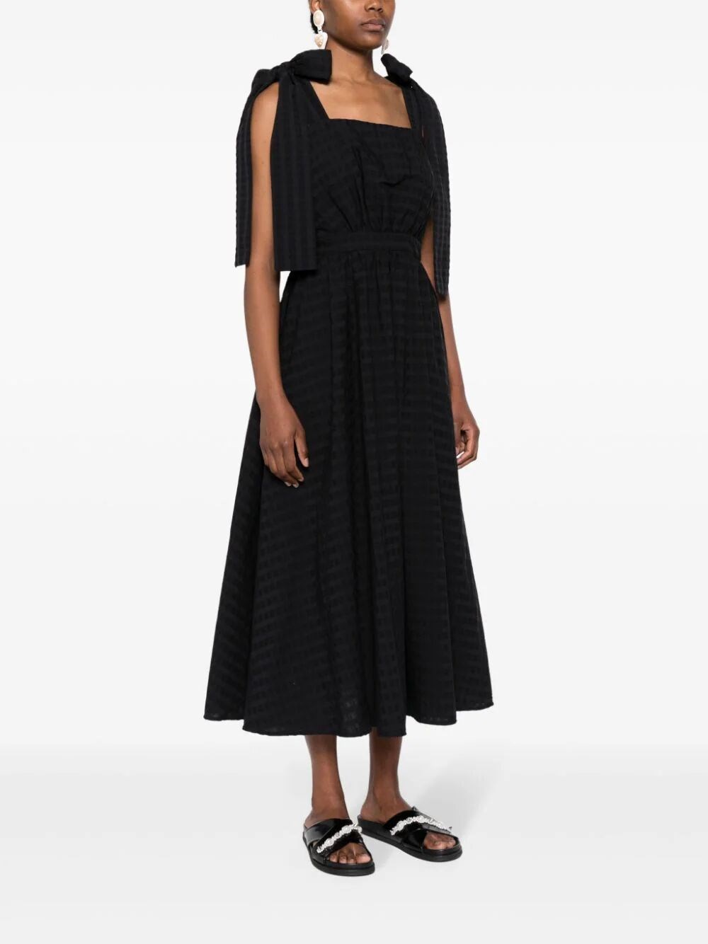 POPELINE SLEEVELESS MIDI DRESS