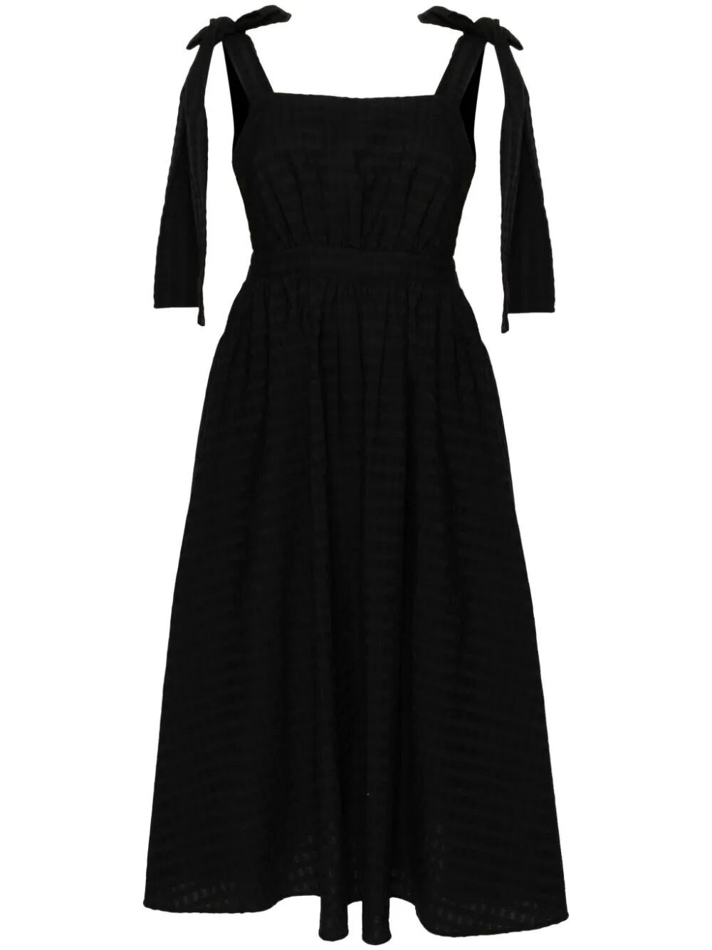 Shop Msgm Popeline Sleeveless Midi Dress In Black