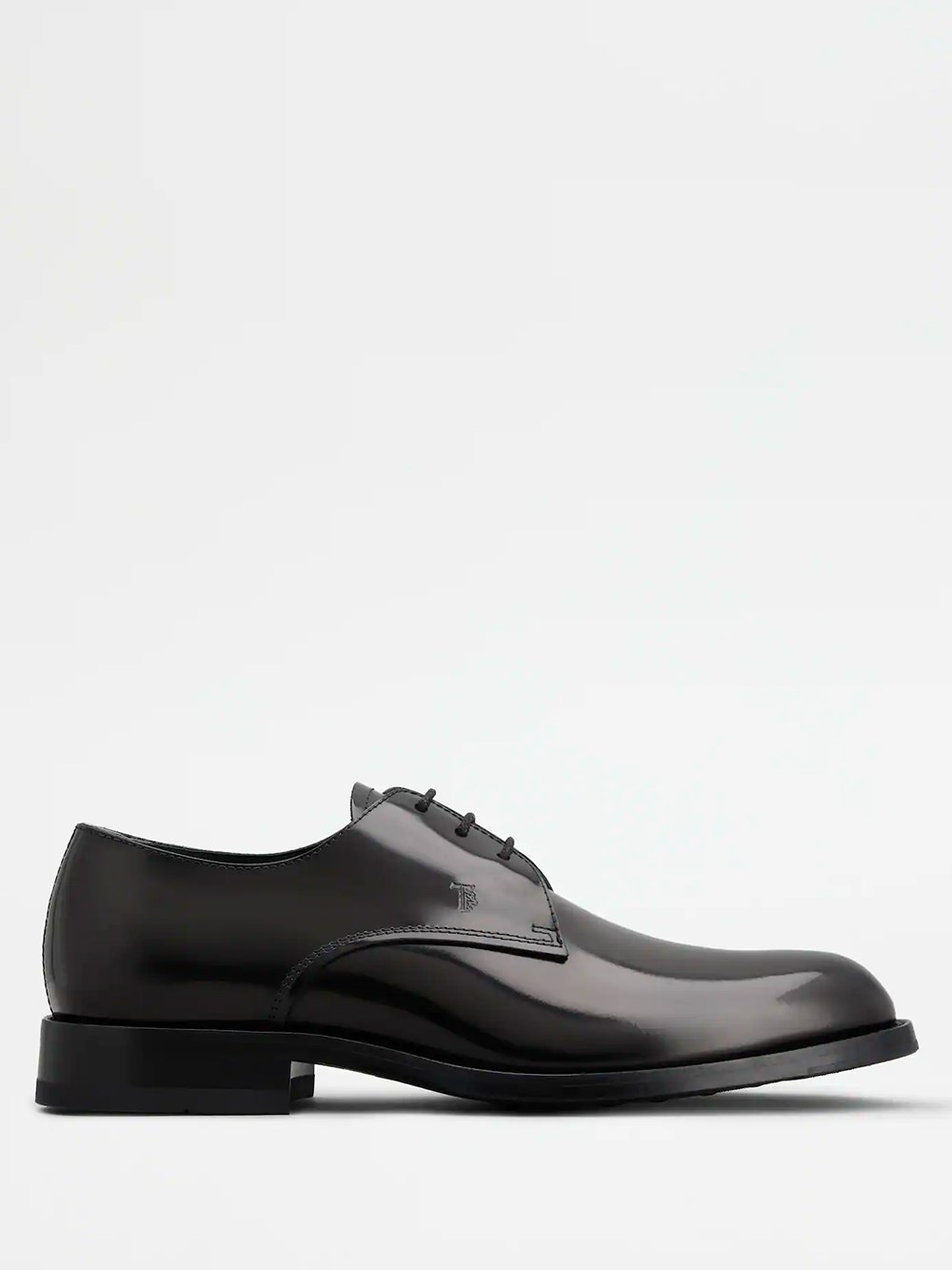 Shop Tod's Polished Leather Derbies In Black