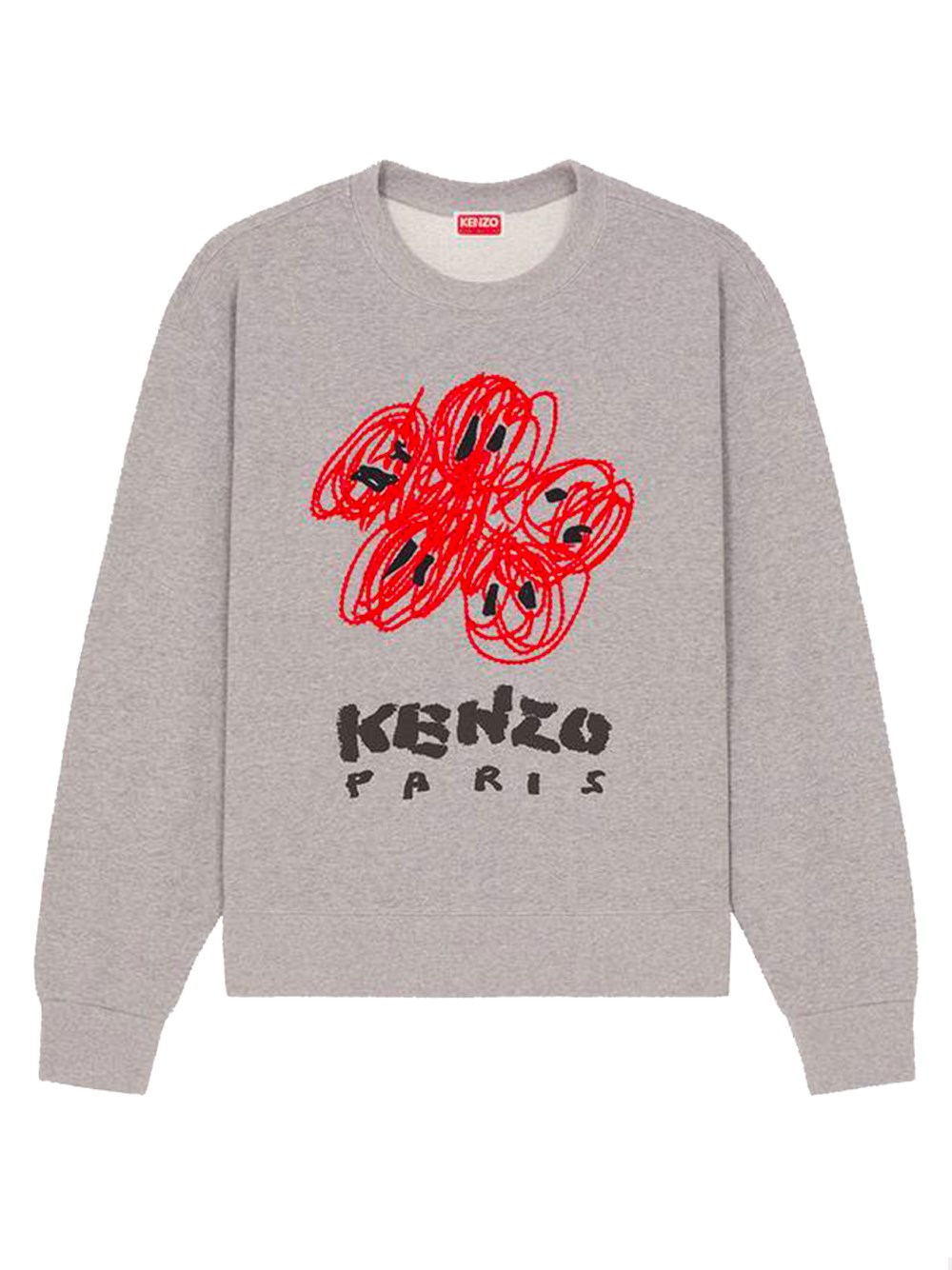 Shop Kenzo Drawn Varsity Embroidered Sweater In Grey