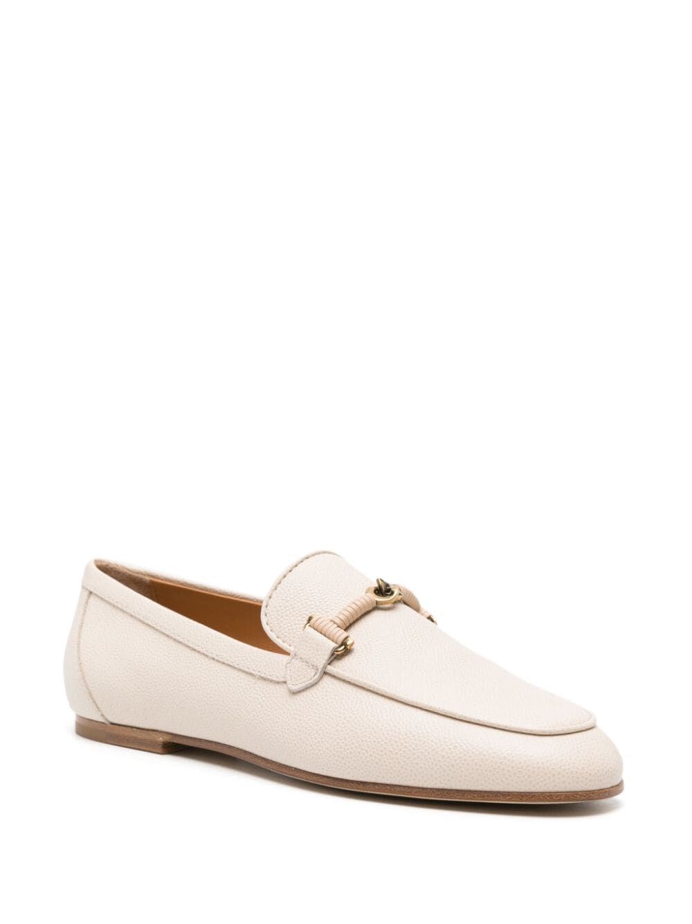 CHAIN-LINK GRAINED LEATHER LOAFERS