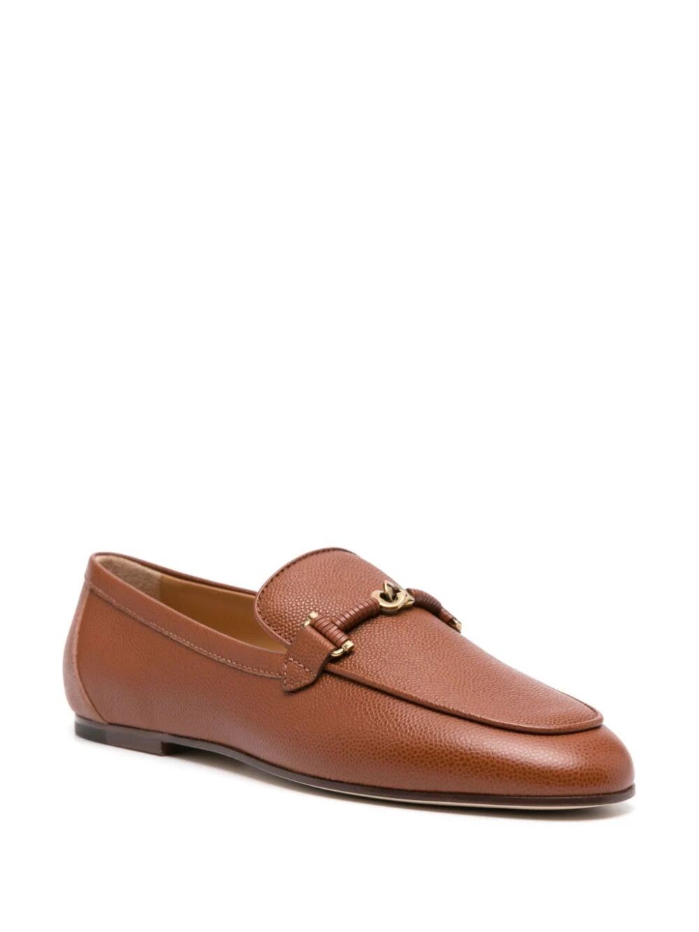 CHAIN-LINK GRAINED LEATHER LOAFERS