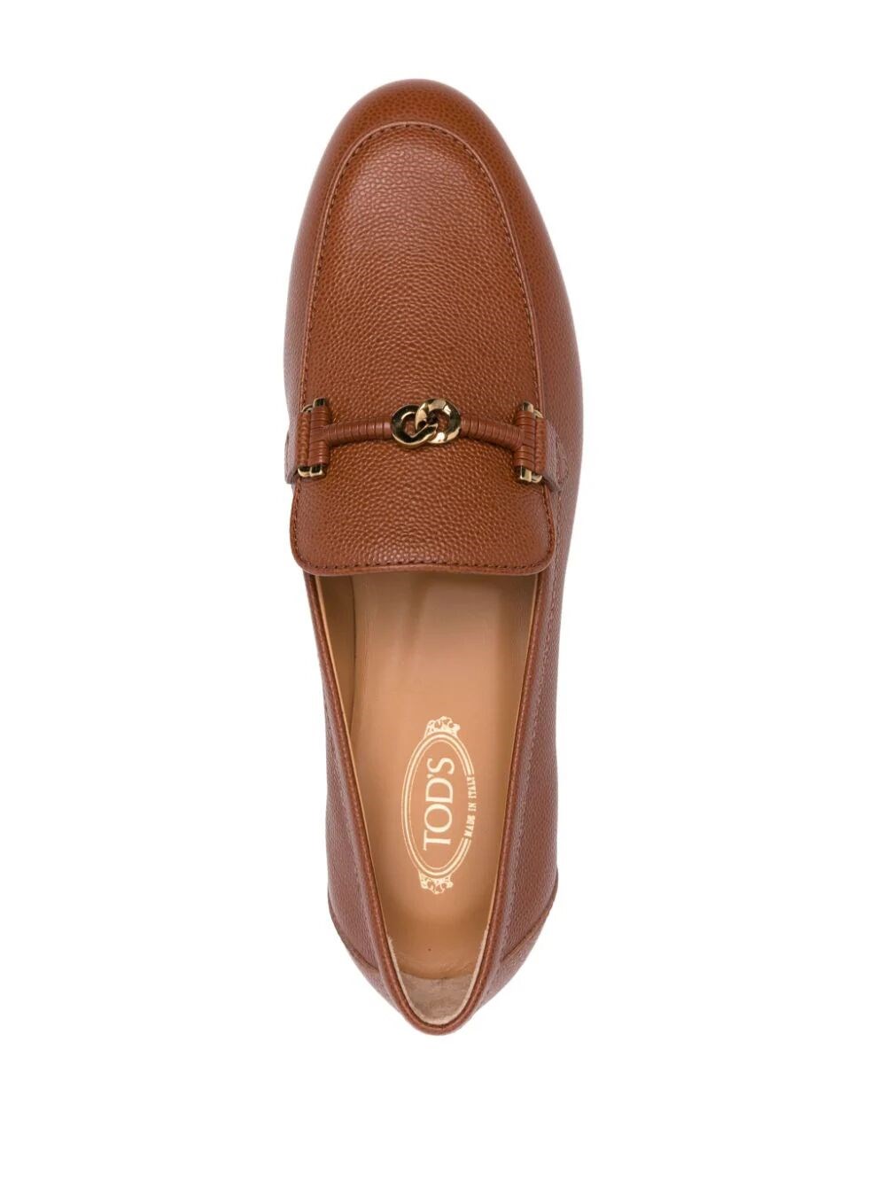 CHAIN-LINK GRAINED LEATHER LOAFERS