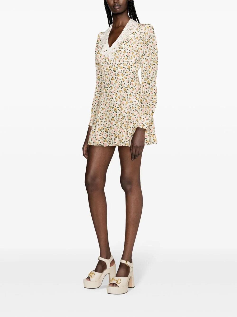 FLORAL-PRINT SILK MINI DRESS