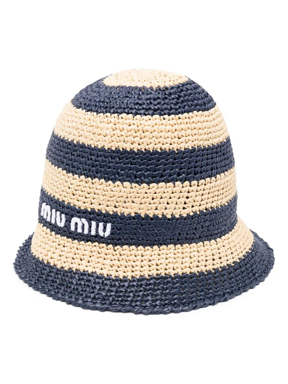 Shop Miu Miu Striped Bucket Hat In Blue