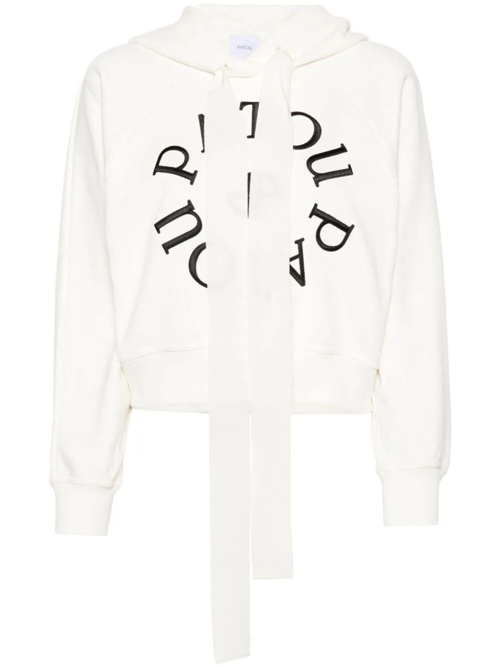 Shop Patou Medallion Cropped Hoodie In White