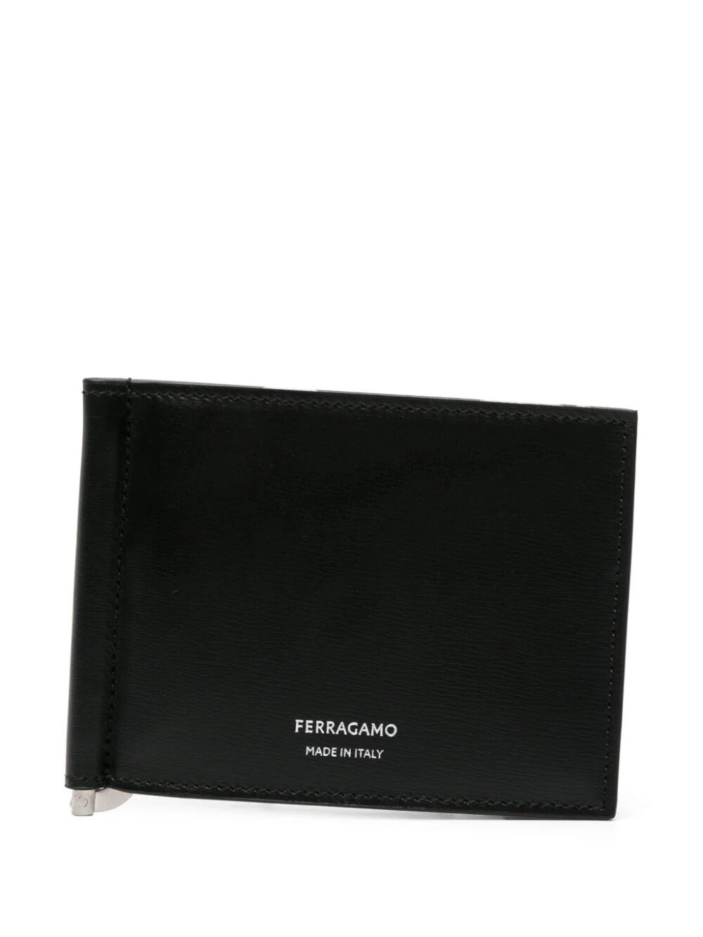 Ferragamo Bi-fold Wallet With Money Clip In Black
