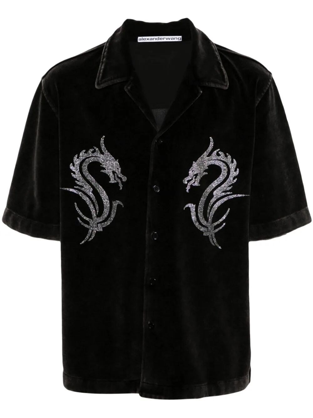 Shop Alexander Wang Dragon Shirt In Velour In Black