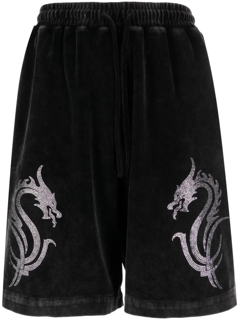Shop Alexander Wang Dragon Crystal Boxer Short In Velour In Black