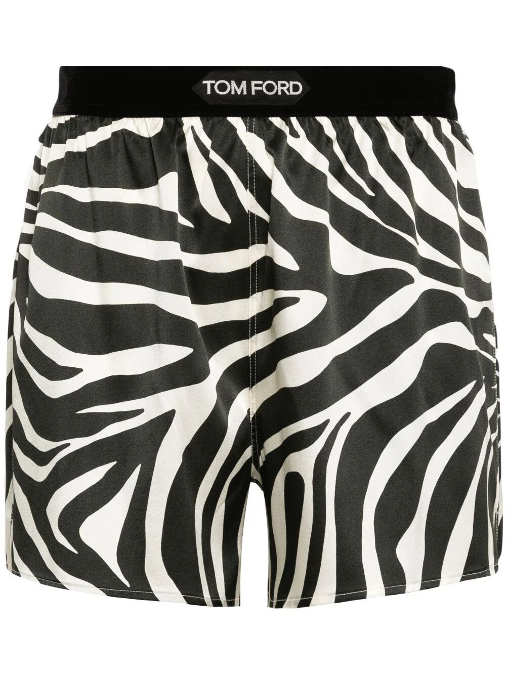 Shop Tom Ford Zebra-print Satin Shorts In Black