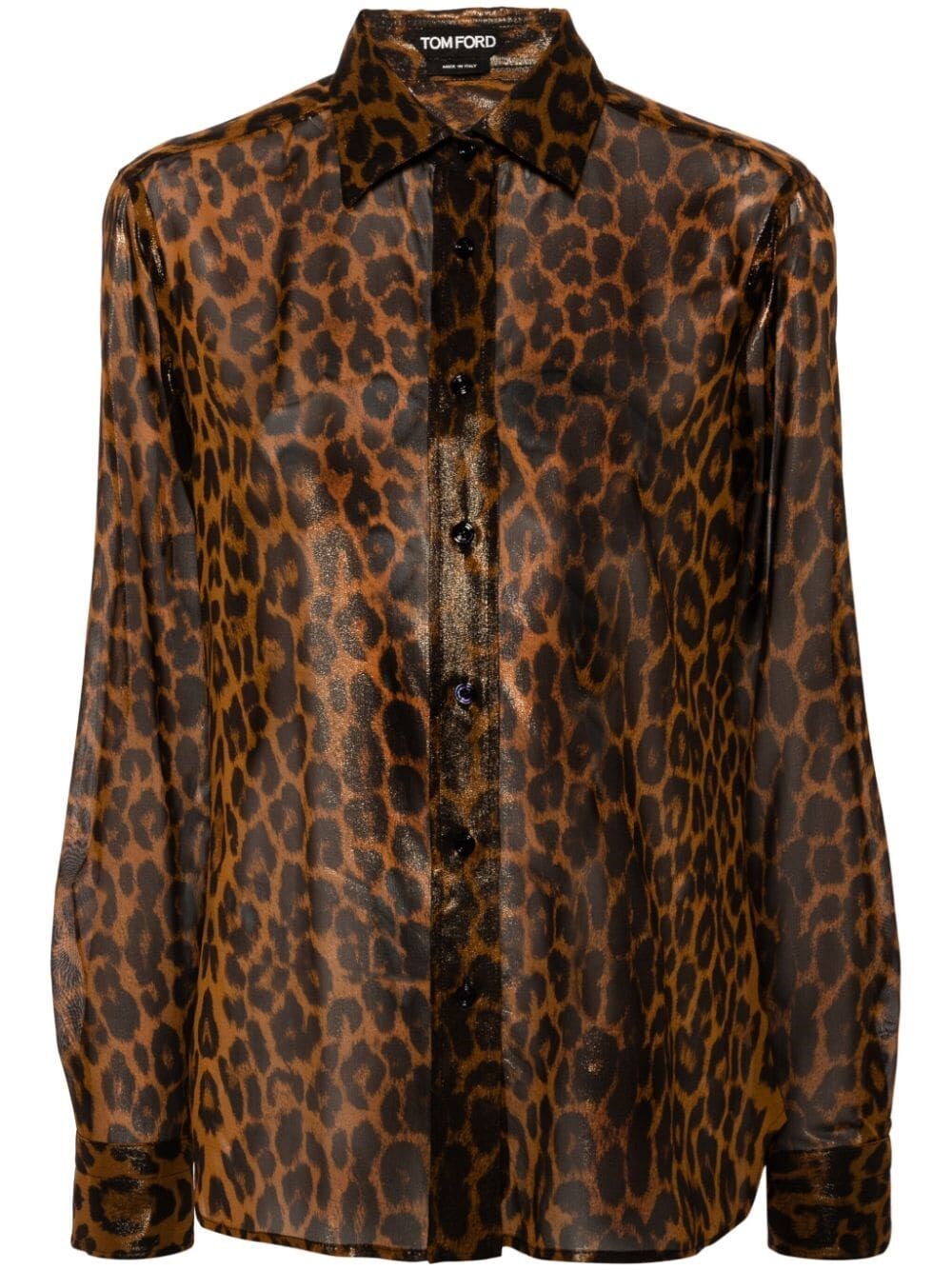 Shop Tom Ford Leopard-print Silk Shirt In Brown