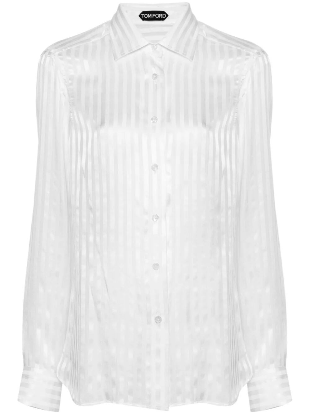 Shop Tom Ford Striped Silk Shirt In White