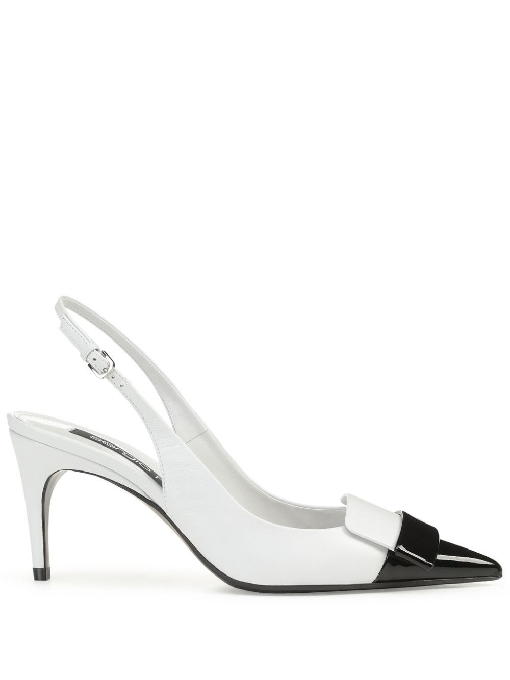 Shop Sergio Rossi Patent Leather Toe Slingback In White