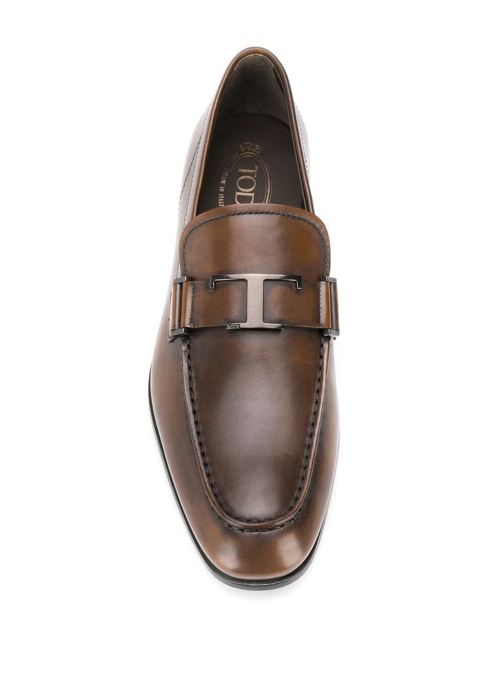 T logo loafers