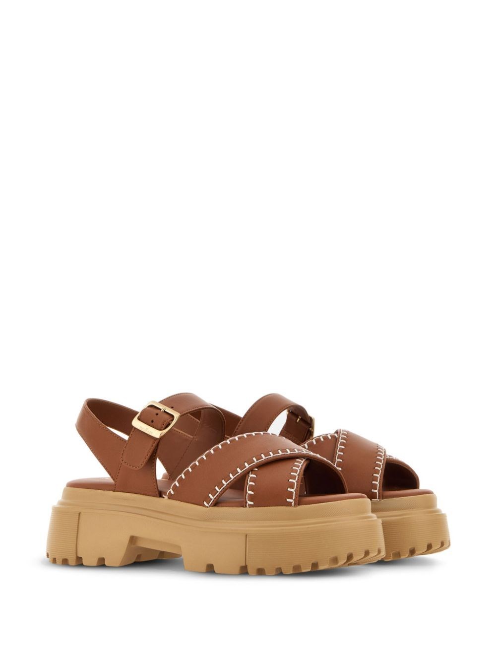 Leather low sandals