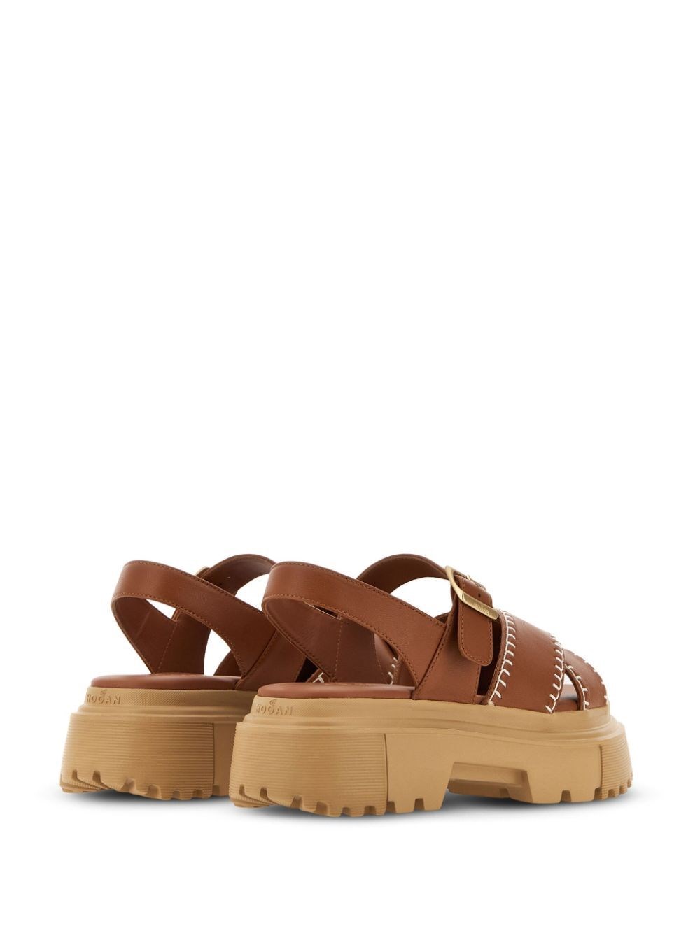 Leather low sandals