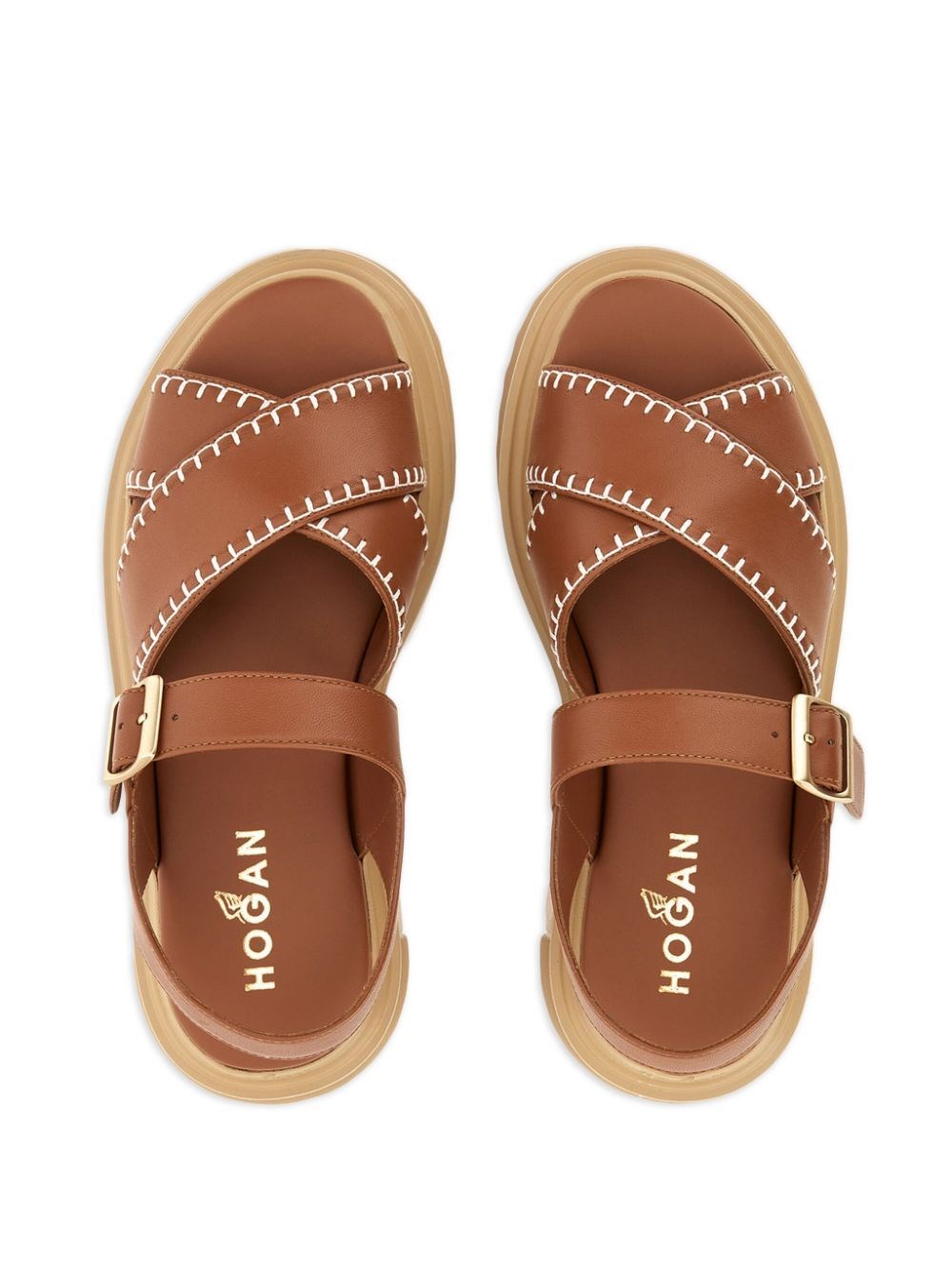 Leather low sandals