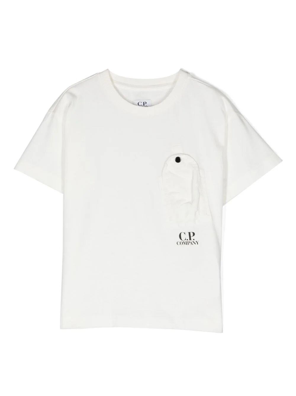 C.p. Company Kids' Patch-pocket Cotton T-shirt In White