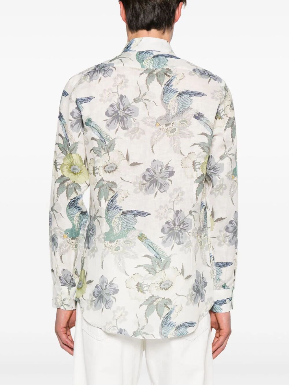 FLORAL-PRINT LINEN SHIRT