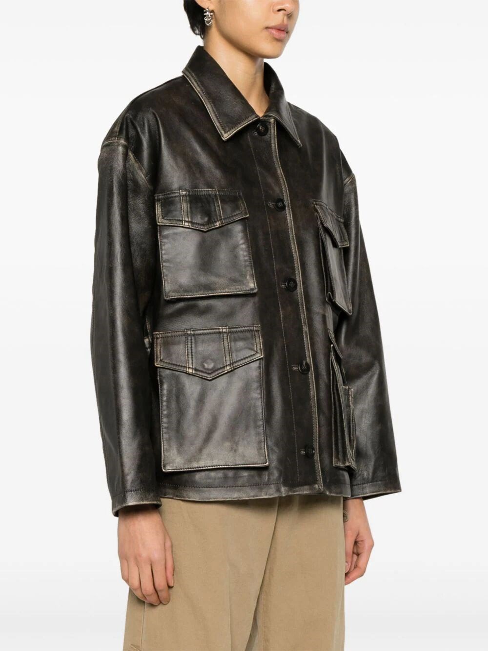 LEATHER JACKET WITH PATCH POCKETS