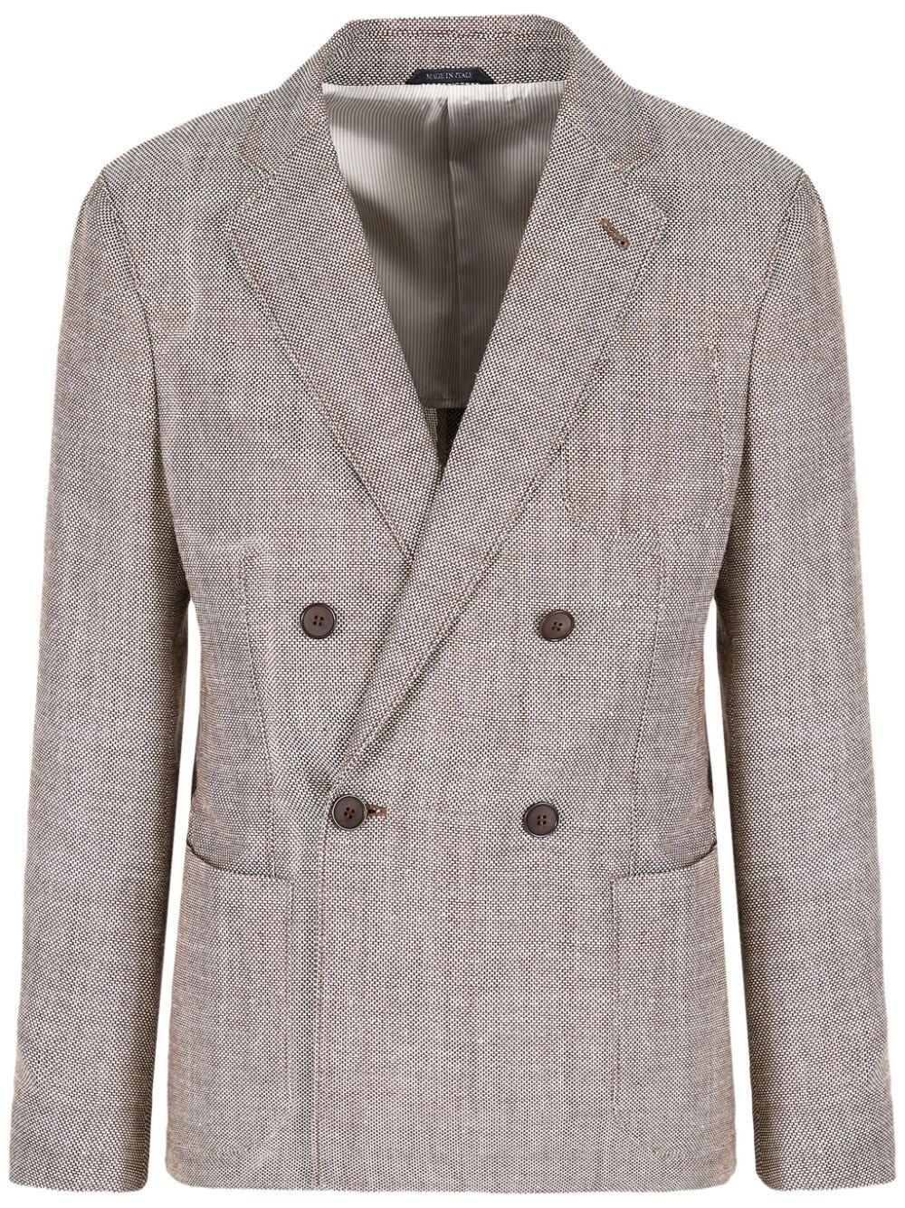 Shop Giorgio Armani Upton Line Double-breasted Jacket In Brown