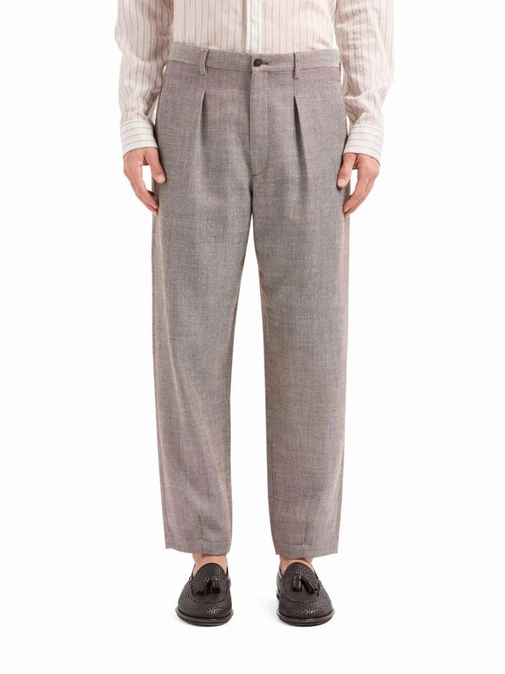 BOUCLÉ-TEXTURE WOOL TROUSERS