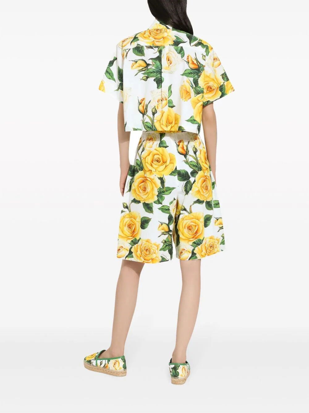 ROSE-PRINT CROPPED SHIRT