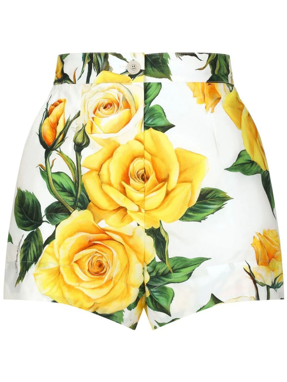 HIGH-WAISTED ROSE-PRINT SHORTS