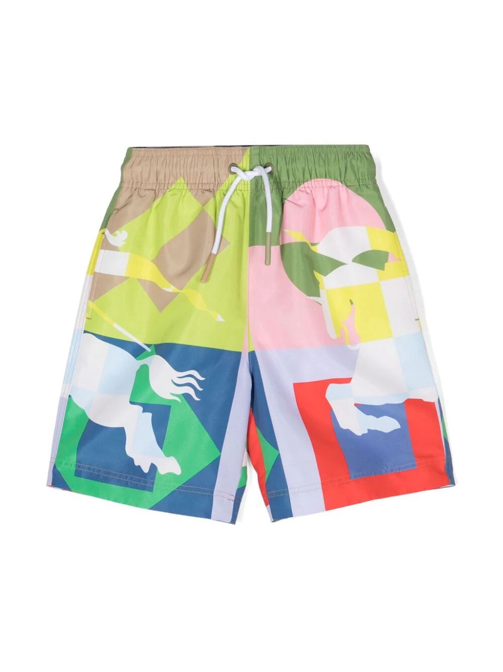 Shop Burberry Ekd Swim Shorts In Multicolour