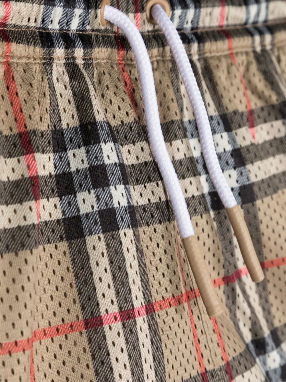 VINTAGE CHECK-PRINT PERFORATED SHORTS