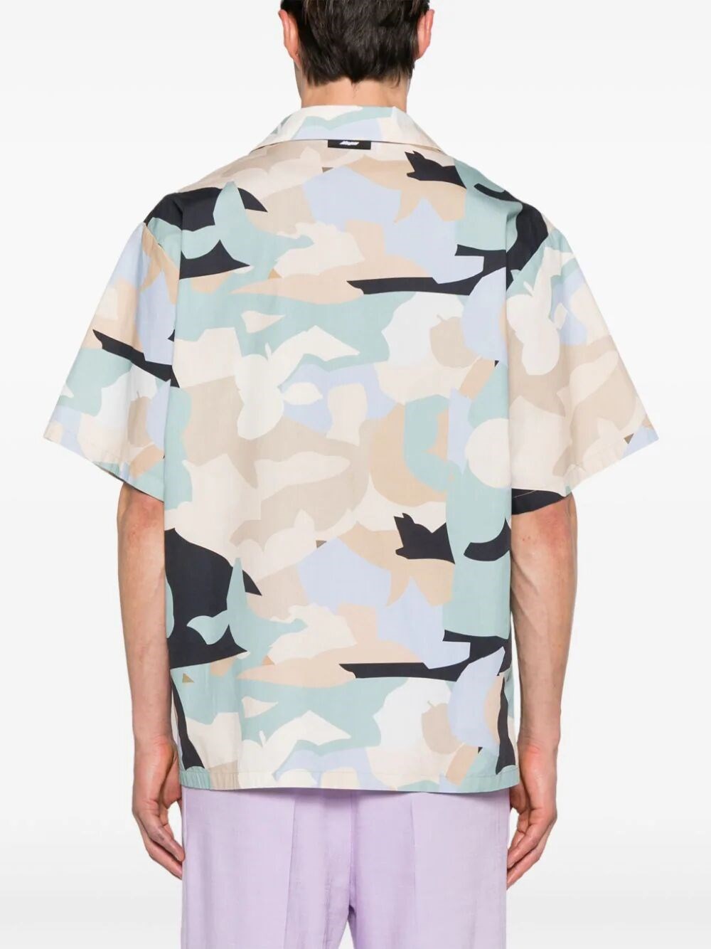 BOWLING SHIRT WITH GEO CAMO PRINT