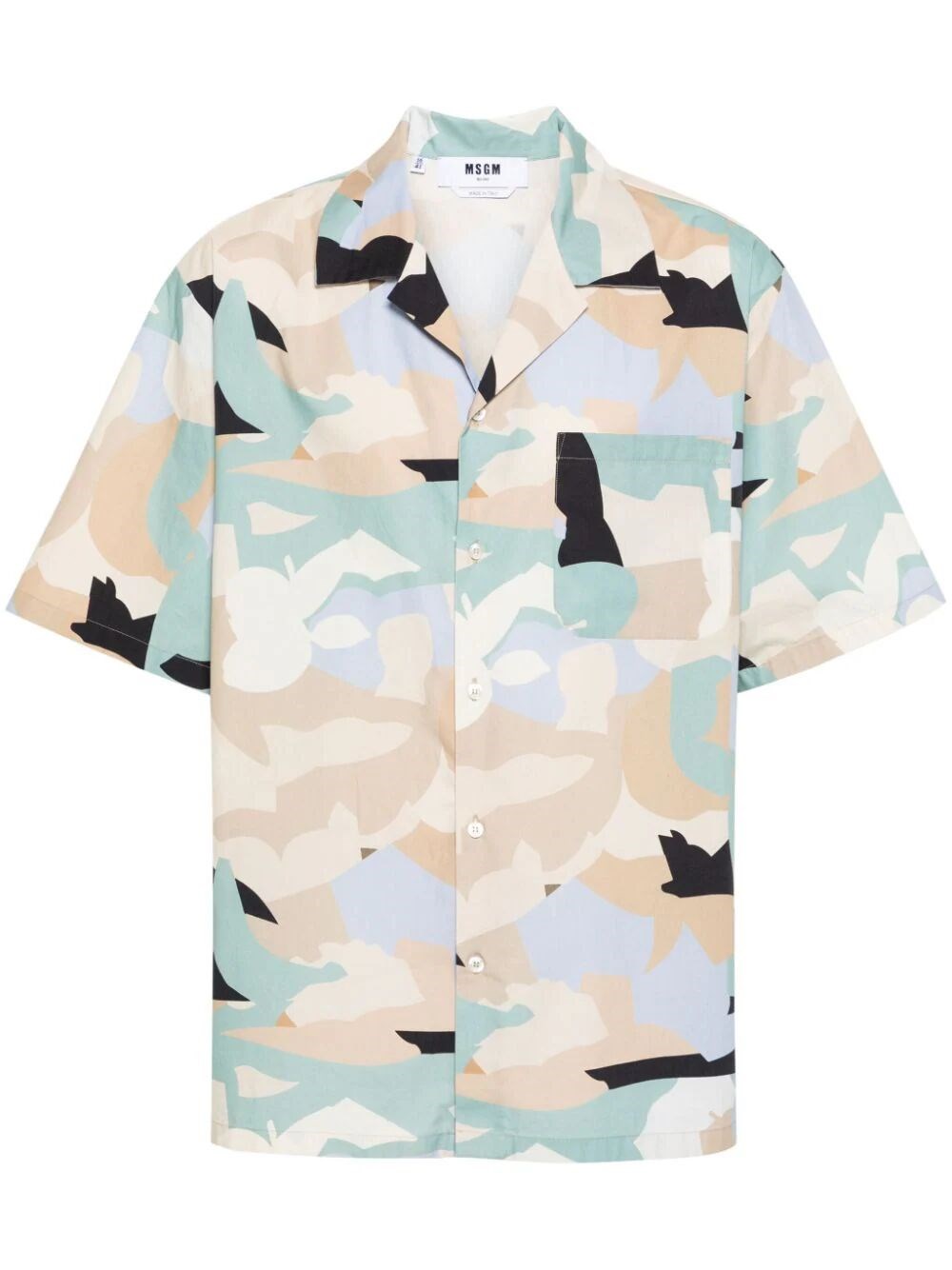 BOWLING SHIRT WITH GEO CAMO PRINT