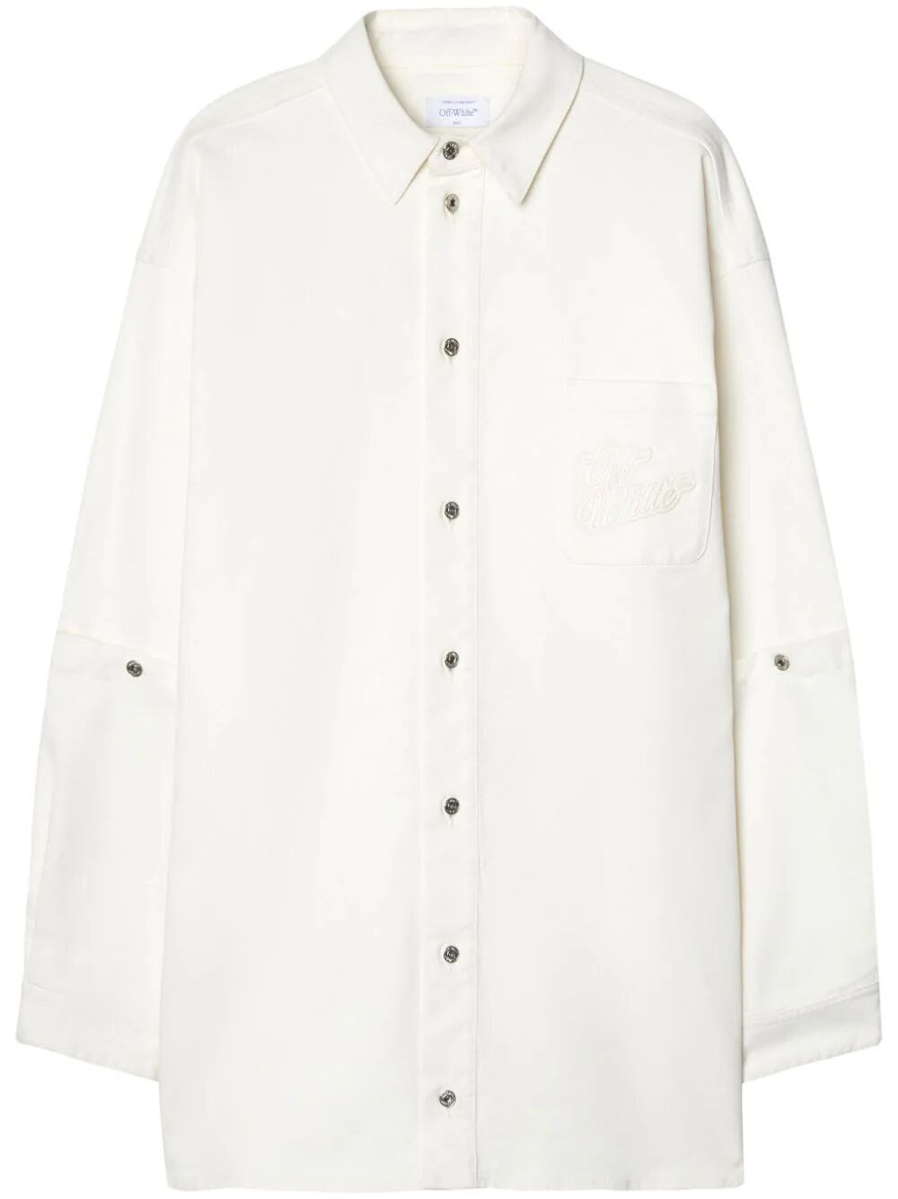 Shop Off-white 90s Logo Denim Overshirt In White